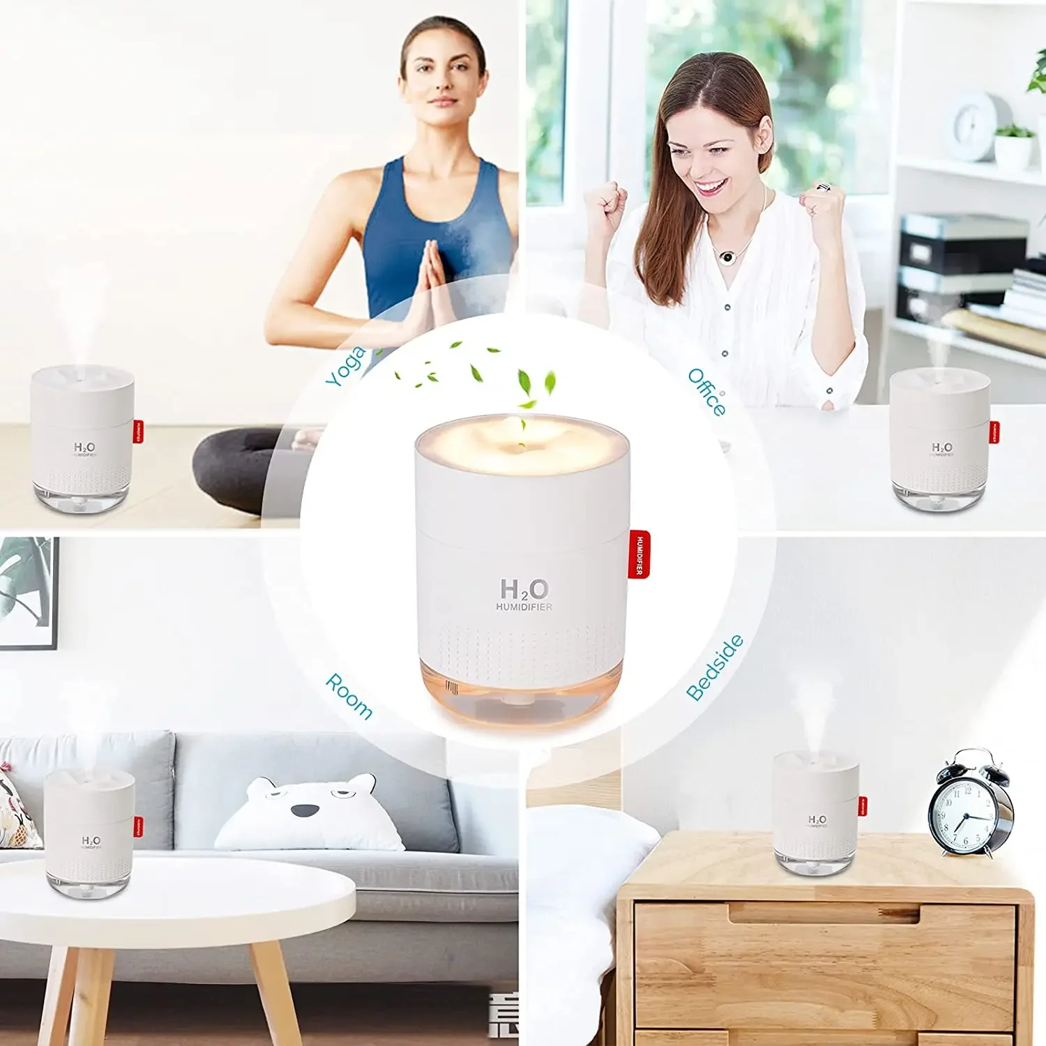 Portable Mini Humidifier 500ml Cool Mist Quiet USB Desktop For Baby Bedroom Travel Office Home Power Loss Protection 2 Modes