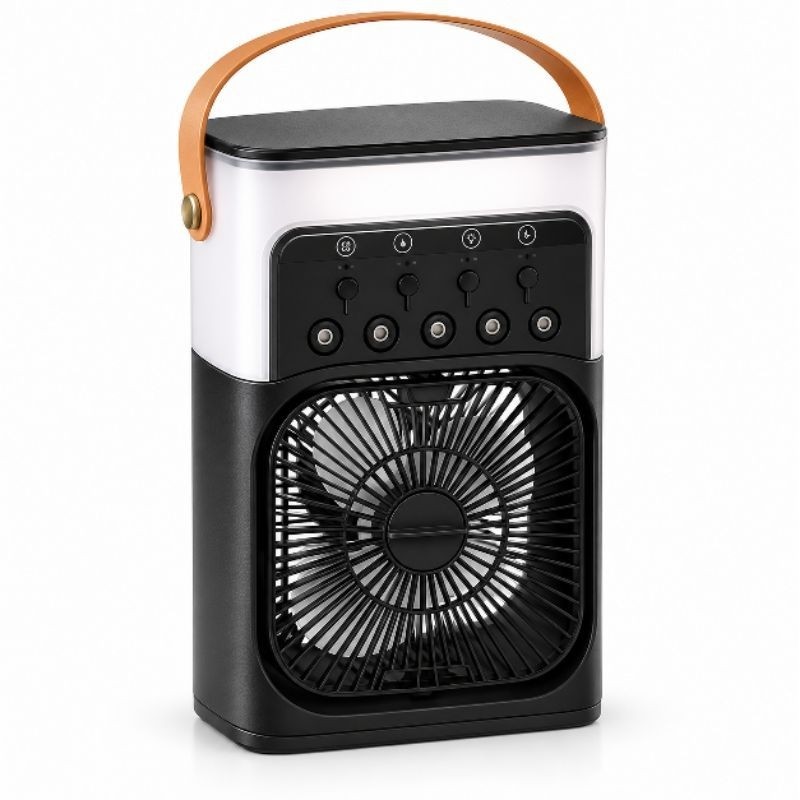 Mini Climatizador de Ar Ventilador Portátil USB 10W 500ml 3 Velocidades com LED Silencioso Preto
