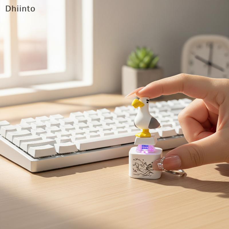 [Dhiint] 3D Squeaky Seagull Custom Keycap Cartoon Soft Silicone Para DIY Mecânico Modificação De Teclado