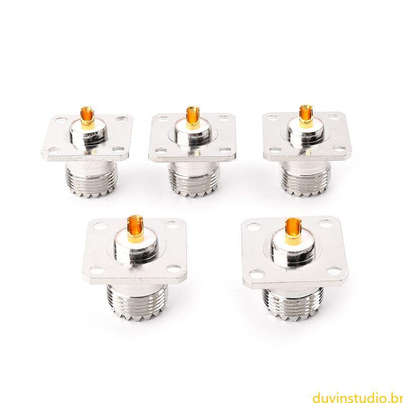 DUV 5pcs UHF SO239 Painel Flange Fêmea Deck Adaptador Montagem Conector Reto