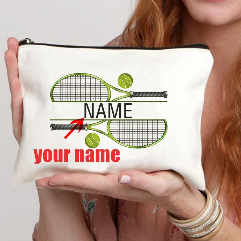 Personalized Tennis Custom Name Makeup Bag Gift for Tennis Lover Cosmetic Case Tennis Coach Gift Teenage Girl Gifts Pencil Case