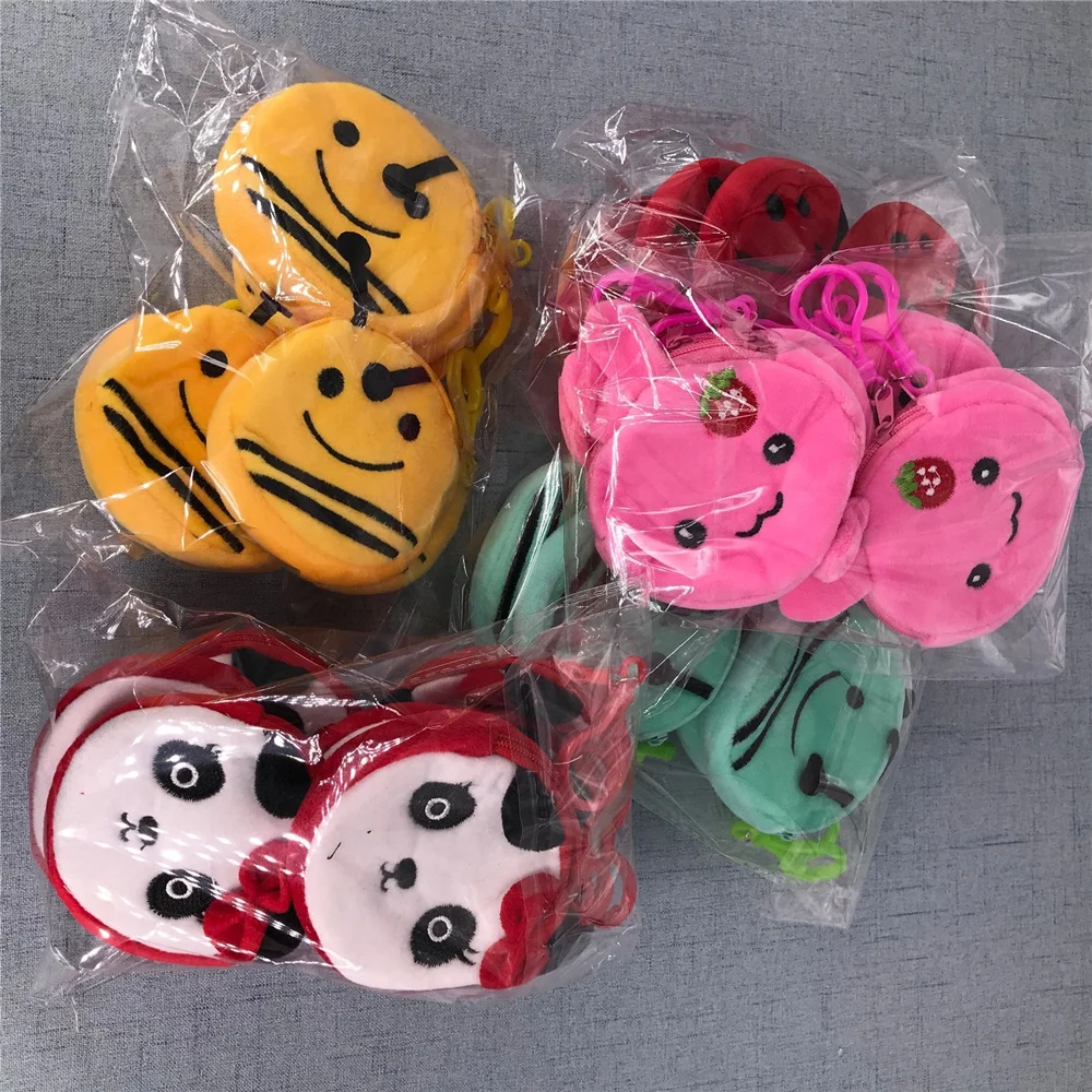 12PCS/LOT , Gift Small Key Hook Pendant Plush Coin BAG , Panda , Animal Coin Pouch , 7CM