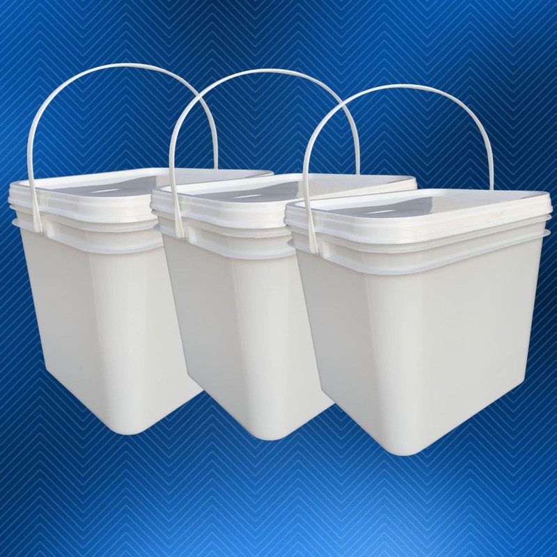 balde plastico com tampa de plastico - 3 Pçs