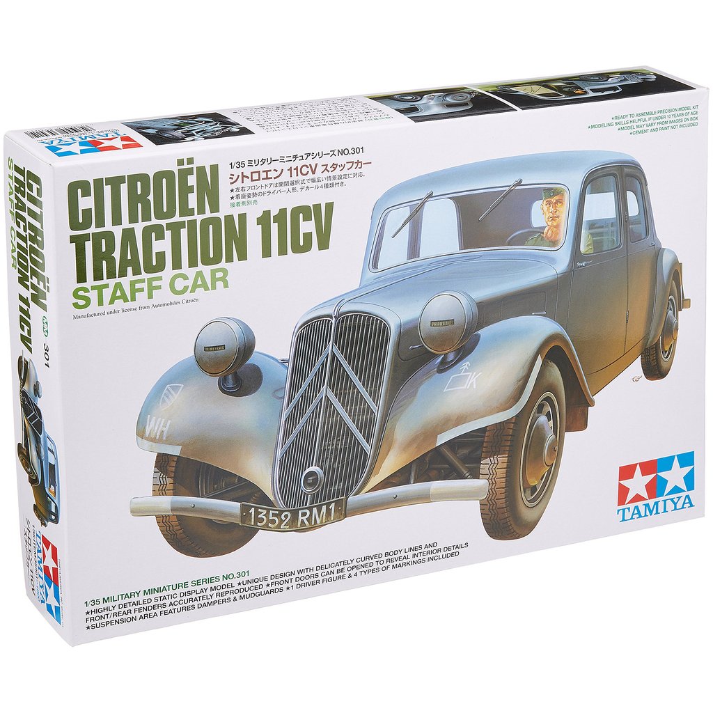 Tamiya 135 Série Militar em Miniatura No301 Exército Francês Citroen 11CV Staff Car Modelo de Plástico 35301