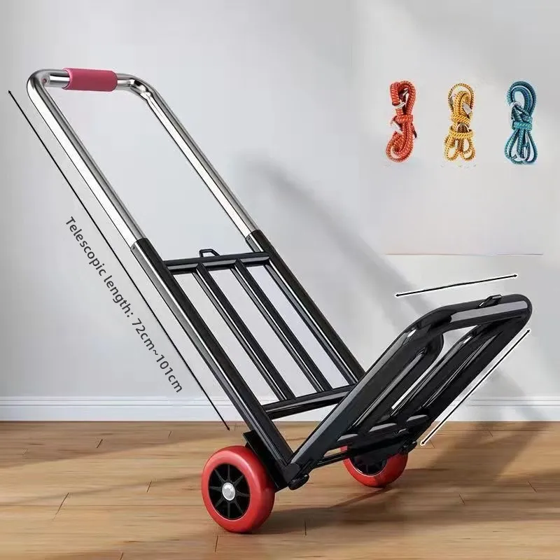 Portable Hand-Pulled Shopping Cart Load King Small Trolley Home Use Foldable Rubber Wheel PU Home Storage Utility Vehicle