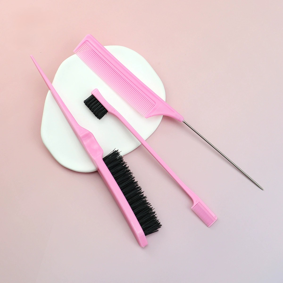 Kit de Penteado de Cabelo com Pente de Cauda Pontuda, Escova Desembaraçadora e Grampos para Tranças de Dia dos Namorados