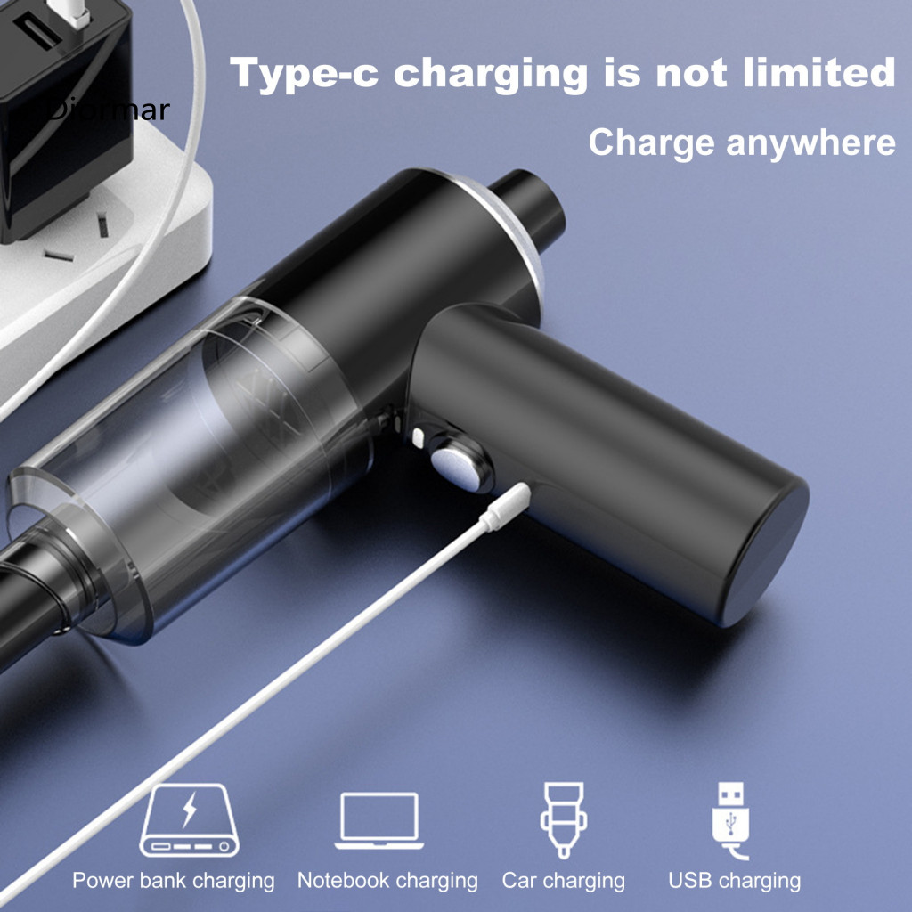 Car Handheld Vacuum Cleaner Portable Wireless with Strong Suction Three-layer Filtration Low Noise Multifunctional Led L