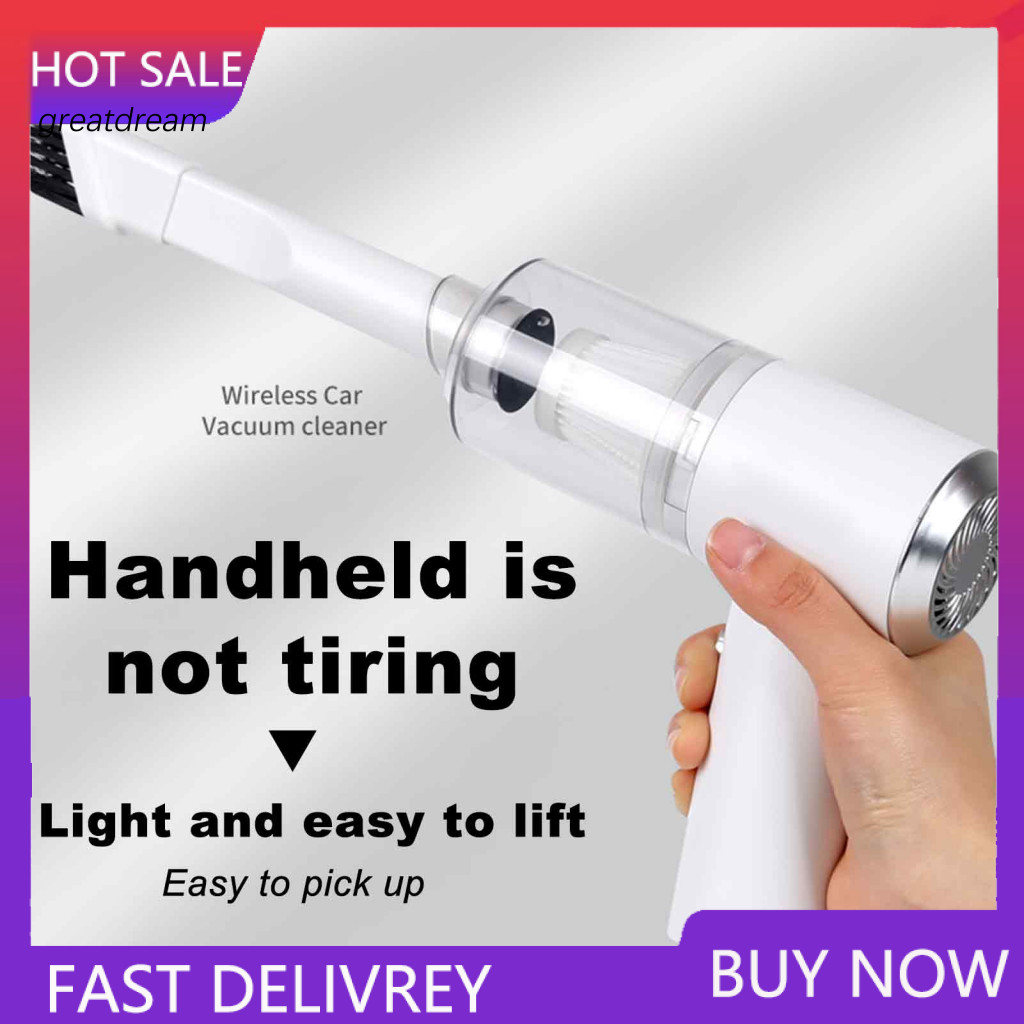 Portable Car Vacuum Cleaner Reusable Filter 6000pa Cordless Handheld with Led Light Multi-nozzles Dustbuster for Home Of