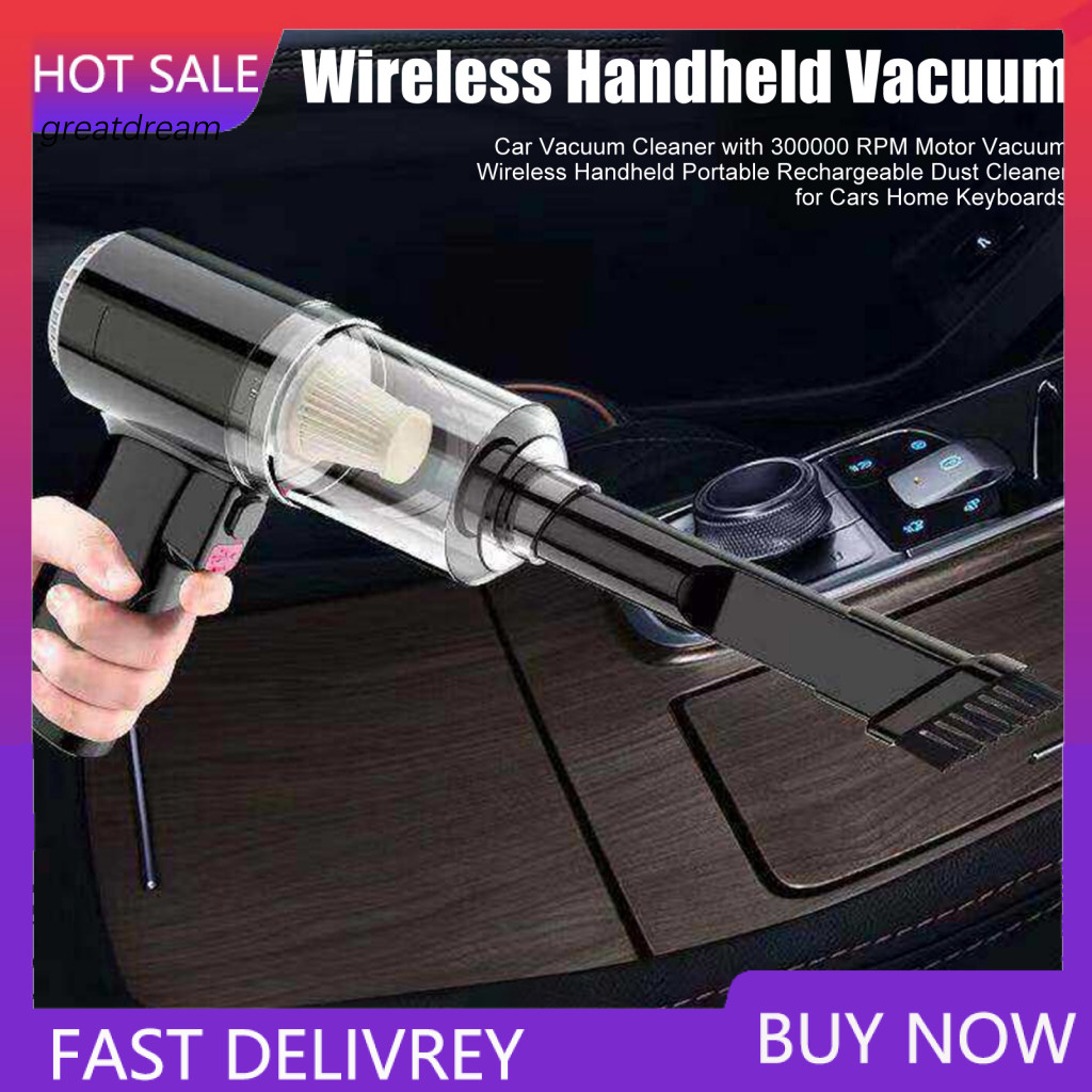 Car Cleaner Wireless Handheld Vacuum 300000 Rpm Powerful Motor Portable Rechargeable Dust for Cars Home Keyboards – Li