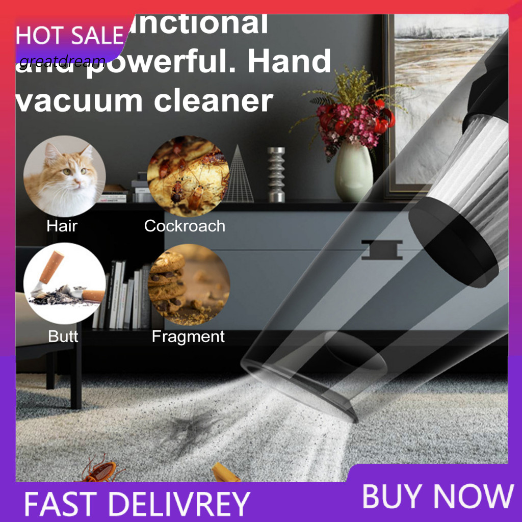 Handheld Wet Dry Vacuum Wireless Car Cleaner Strong Suction Usb Rechargeable Portable with Washable Filter for Sofa Home