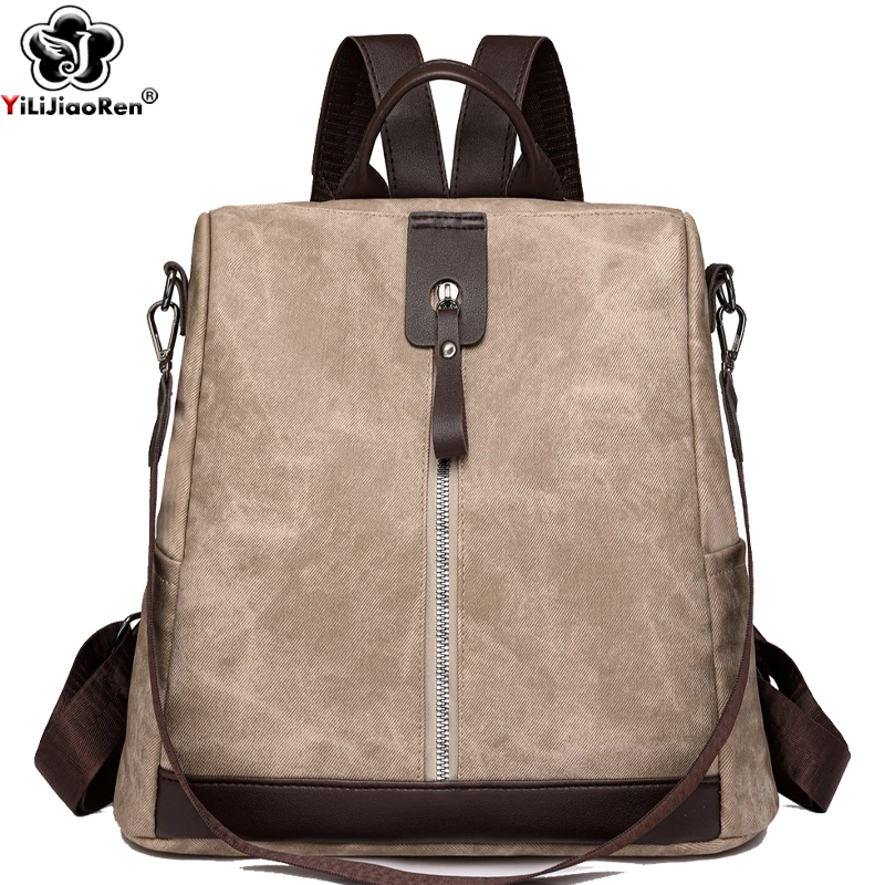 Fashion Anti-theft Backpack Female High Quality Leather Daypack Women Shoulder Bags Designer Ladies Lightweight Travel Rucksack