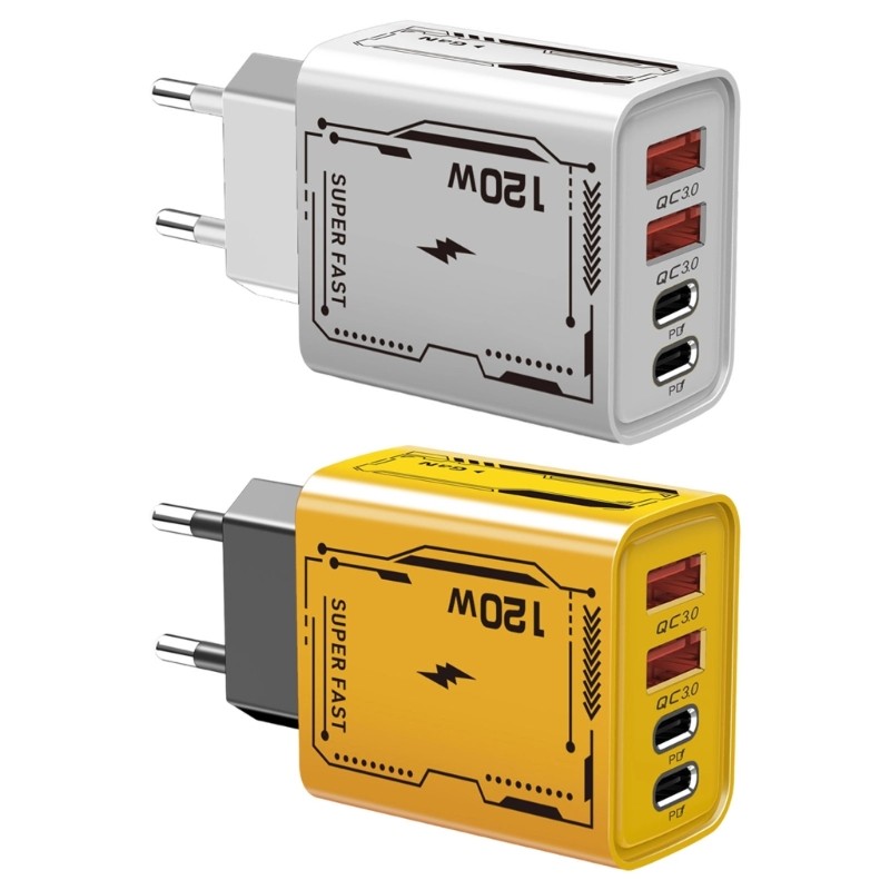 Estação Carregamento Bmico Fast Speed 120W Duas Portas USB PD Europeu Plugues Suporte Para Vários Disposit
