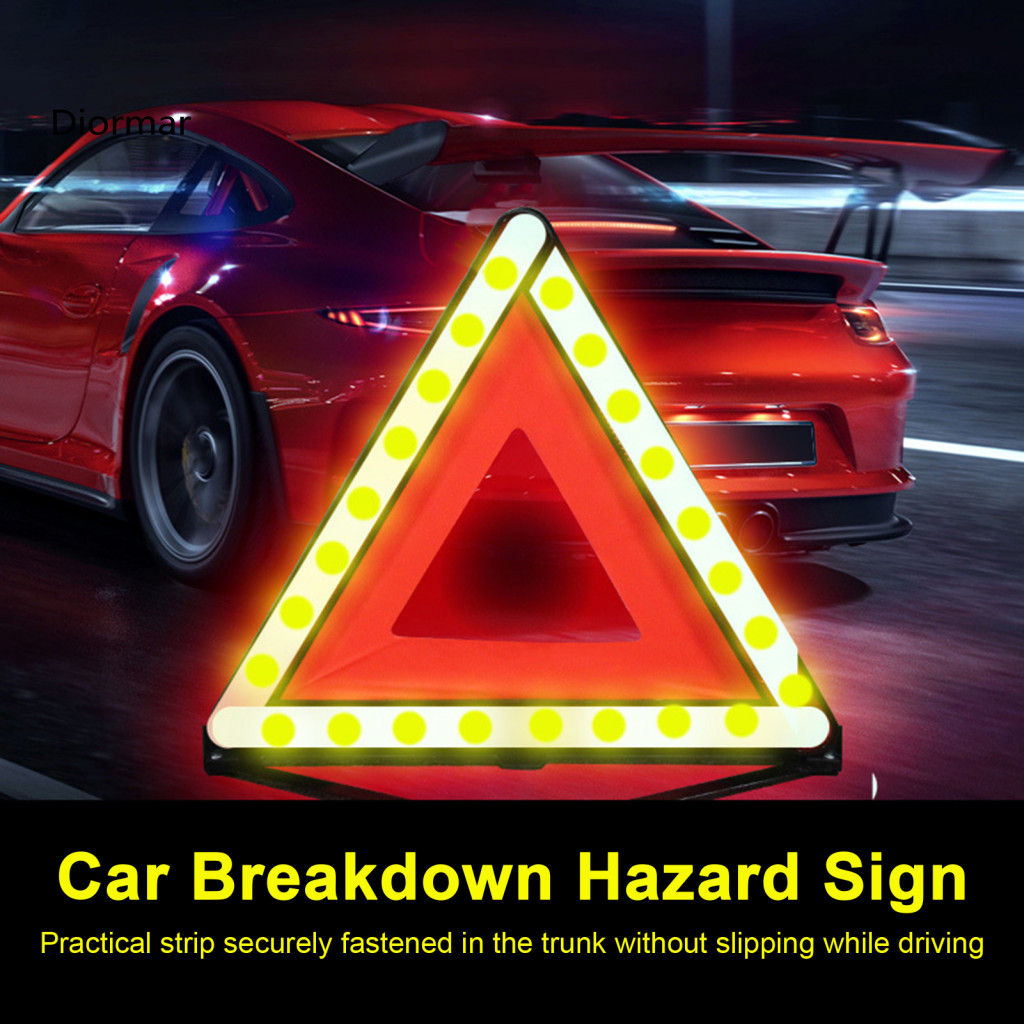 Night Visibility Tripod Reflective Emergency Folding Warning Triangle Stand 45cm – High Safety Stable Metal Vehicle fo