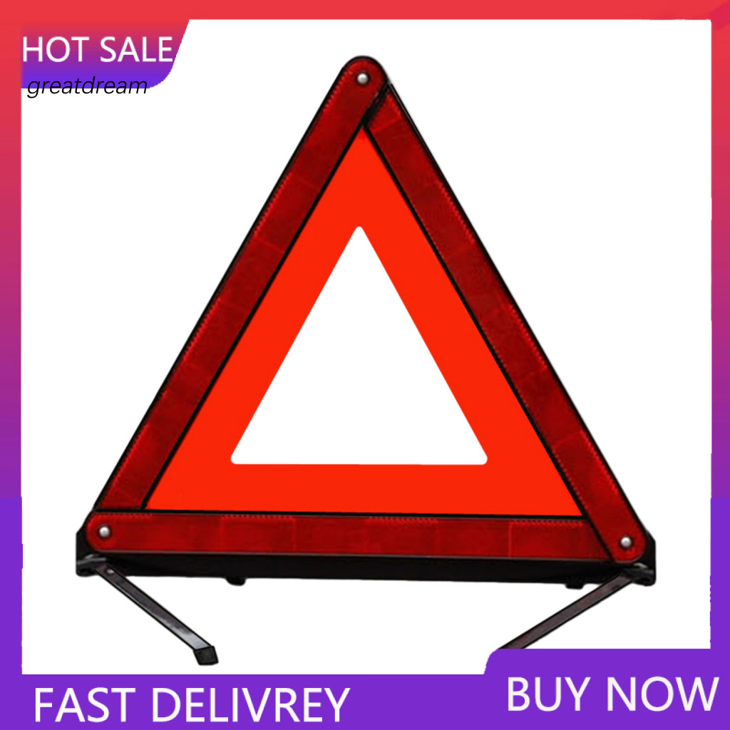 Metal Bracket Tripod Reflective Emergency Folding Warning Triangle Stand 45cm – High Visibility Night Safety Stable Ve