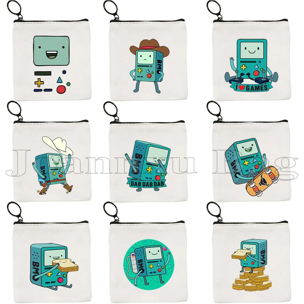 Funny Cute Cartoon Dab BMO Adventure Video Games Gamer Controller Gaming Lover Canvas Key Coin Purse Case Card Bag Wallet Pouch
