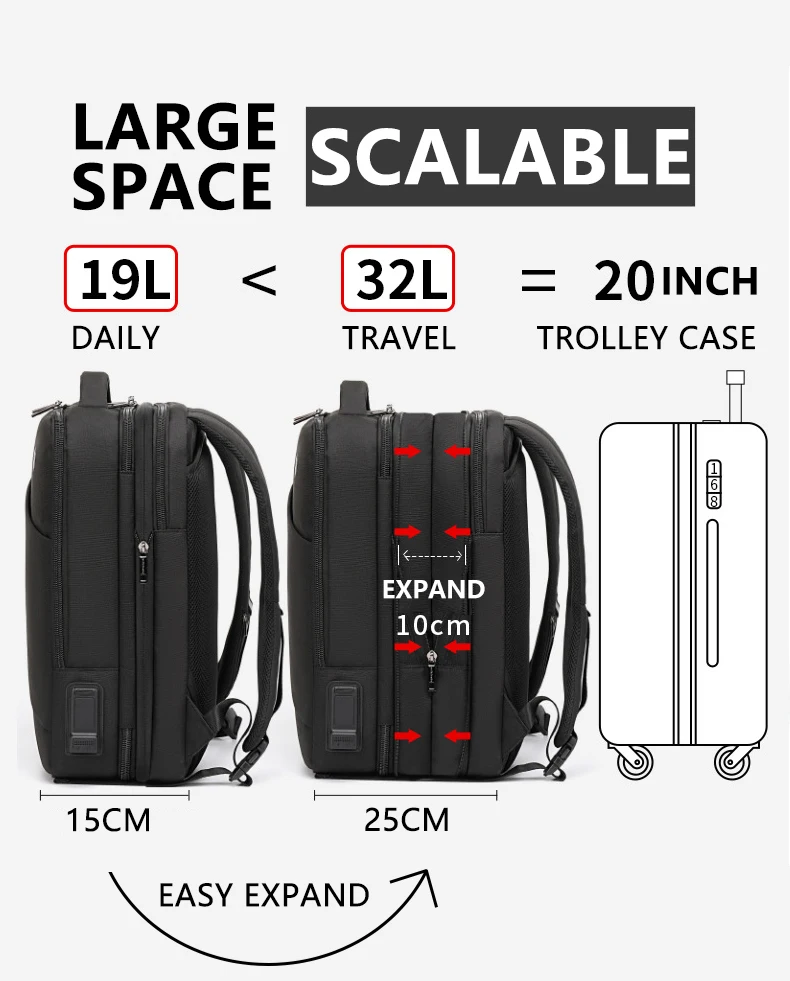 ARCTIC HUNTER Multifunctional Smart Backpack Travel Bag Men's Business Backpack Laptop Travel Backpack Bag with USB Charging Por