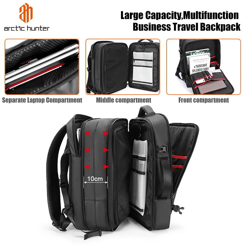 ARCTIC HUNTER Multifunctional Smart Backpack Travel Bag Men's Business Backpack Laptop Travel Backpack Bag with USB Charging Por