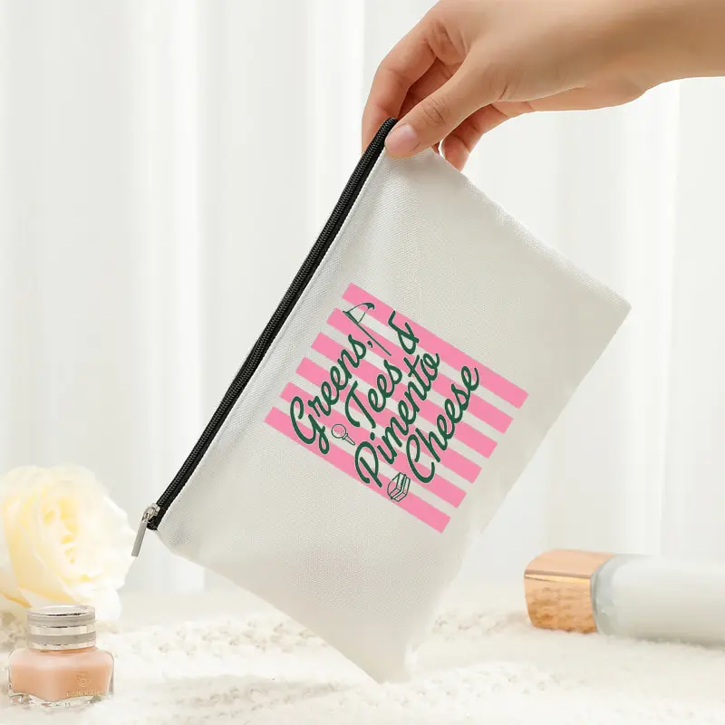 Women's Masters Inspired Travel Cosmetic Bag - Lightweight Foldable Makeup Bag with Secure Zipper National Golf Club Gifts Bags