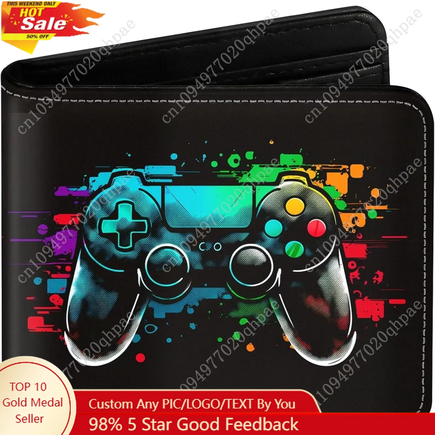 EXXBYELI Boys Wallet Gifts for Gaming Lover Gamepad Leather Teen Kids Wallets Credit Id Card Cash Holder Rfid Blocking Zipper Ae