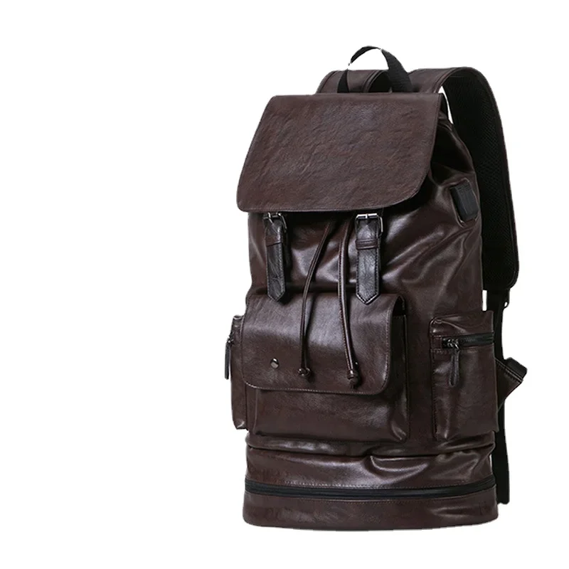 Backpack Men's Bag New Men's Outdoor Travel Bag Fashion Backpack Usb Extended Shoe Space Leather School Bag Fashion Travel