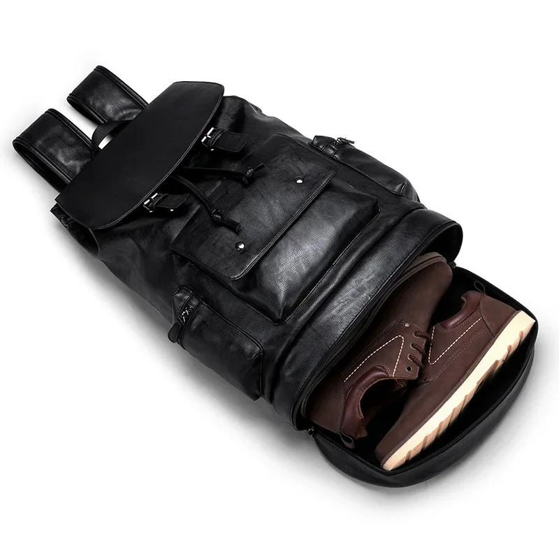 Backpack Men's Bag New Men's Outdoor Travel Bag Fashion Backpack Usb Extended Shoe Space Leather School Bag Fashion Travel