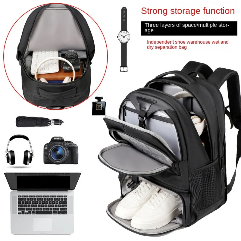 Travel Laptop Backpack USB Charge Shoe Compartment Large Capacity Computer Rucksack Men Women College Student Shoulder Bag