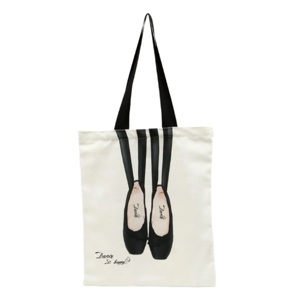 Portable Canvas Ballet Shoulder Bag Sweet Korean Style Toe Shoes Drawstring Bag Casual Large Capacity Mini Bag Pendant Travel
