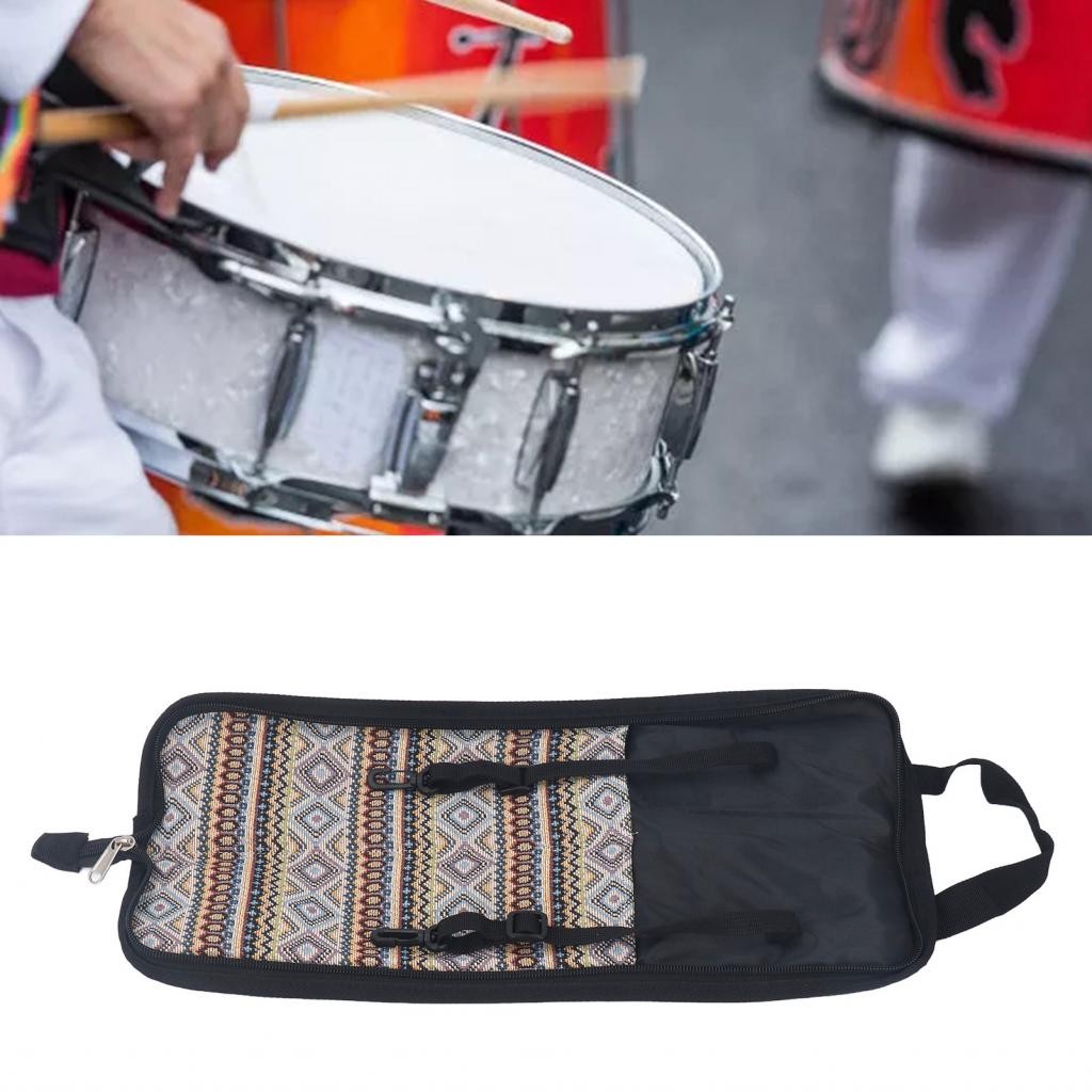 doplay-BR Portable Drumstick Bag  Large Capacity Drum Stick Holder Oxford Cloth with Hooks Inside for Cymbal Stands