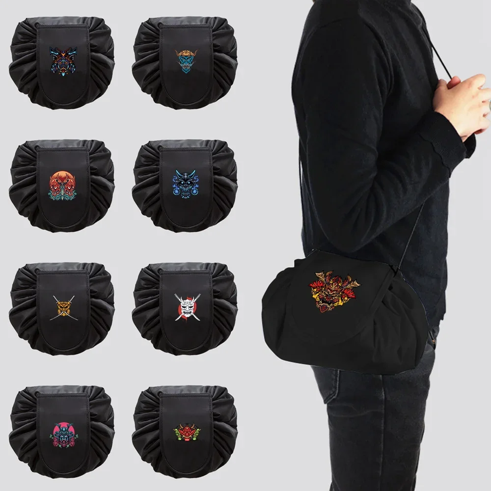 Drawstring Cosmetic Bag Travel Storage Women Makeup Bag Monster Printed Organizer Foldable Make Up Pouch Portable Toiletry Case