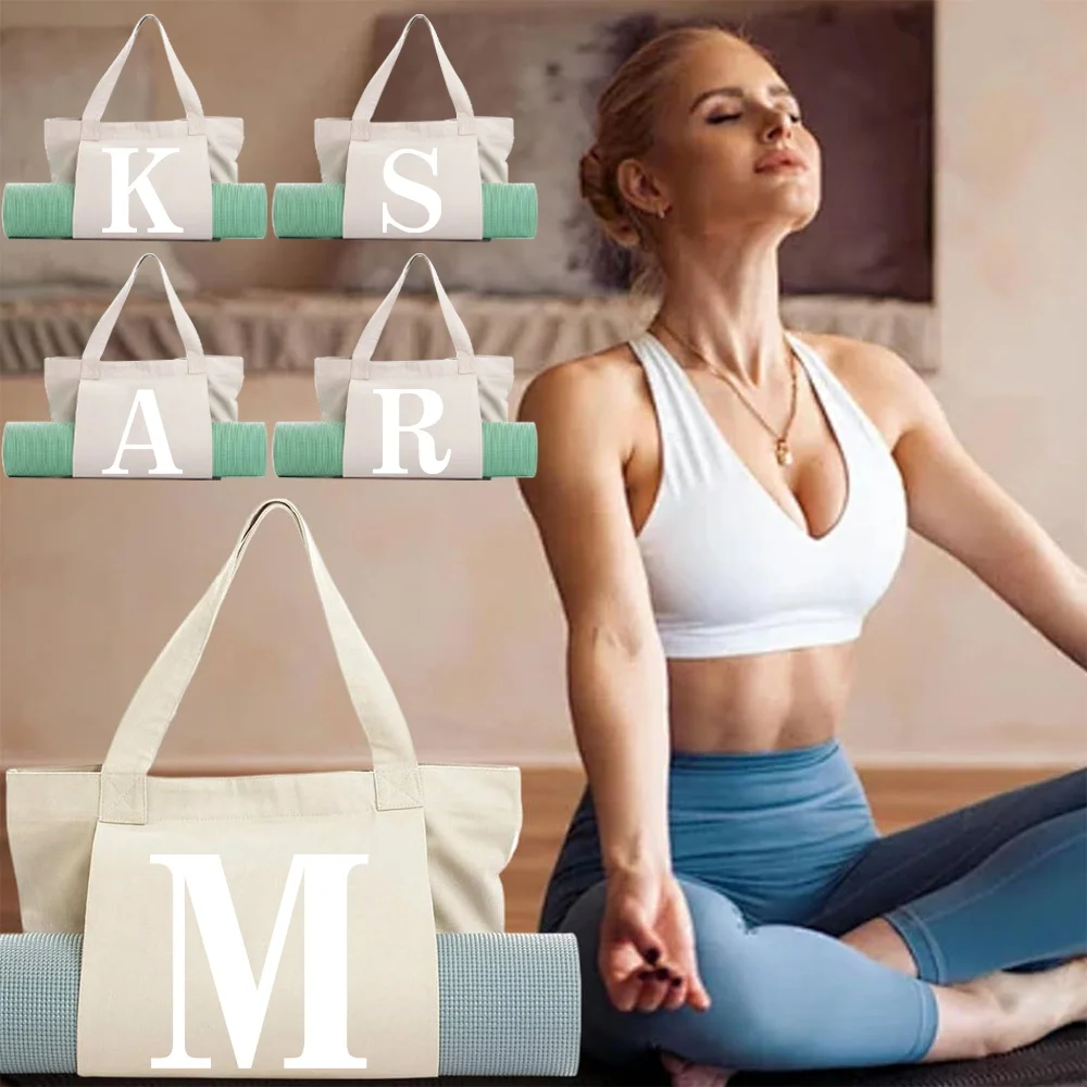 Thick Canvas Yoga Bag Foldable Single Shoulder Large Capacity Portable Fitness Sports Travel Pilates Equipment Storage