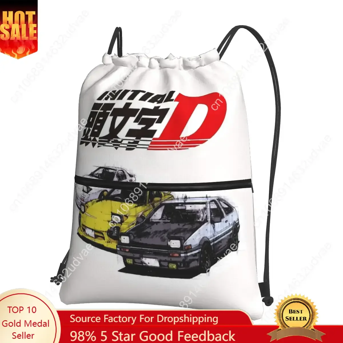 Initial D Neon Ae86 Portable Backpacks Drawstring Bag Drawstring Bundle Pocket Shoes Bags For Travel Sport Man Woman
