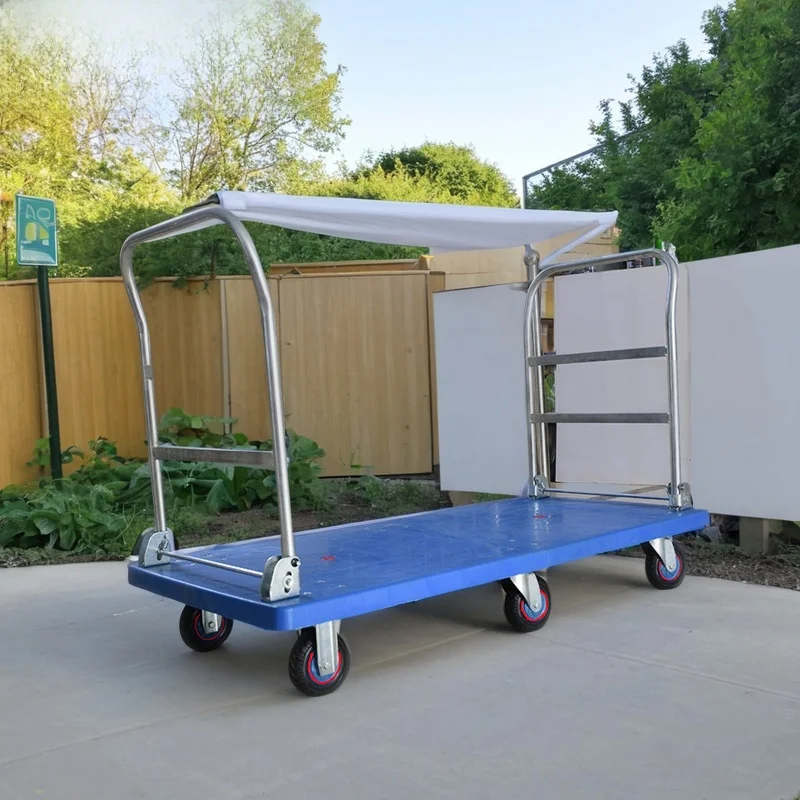 Thiened Extra Long Flaed Hand-Pulled Cart Portable op Car for Yard Ss And Moving with Quiet Large Wheels Foldable