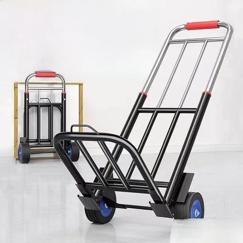 Portable Hand-Pulled Shopping Cart Foldable Stainless Steel Vegetable Buying Car with Retractable Handle for Home Storage Org...