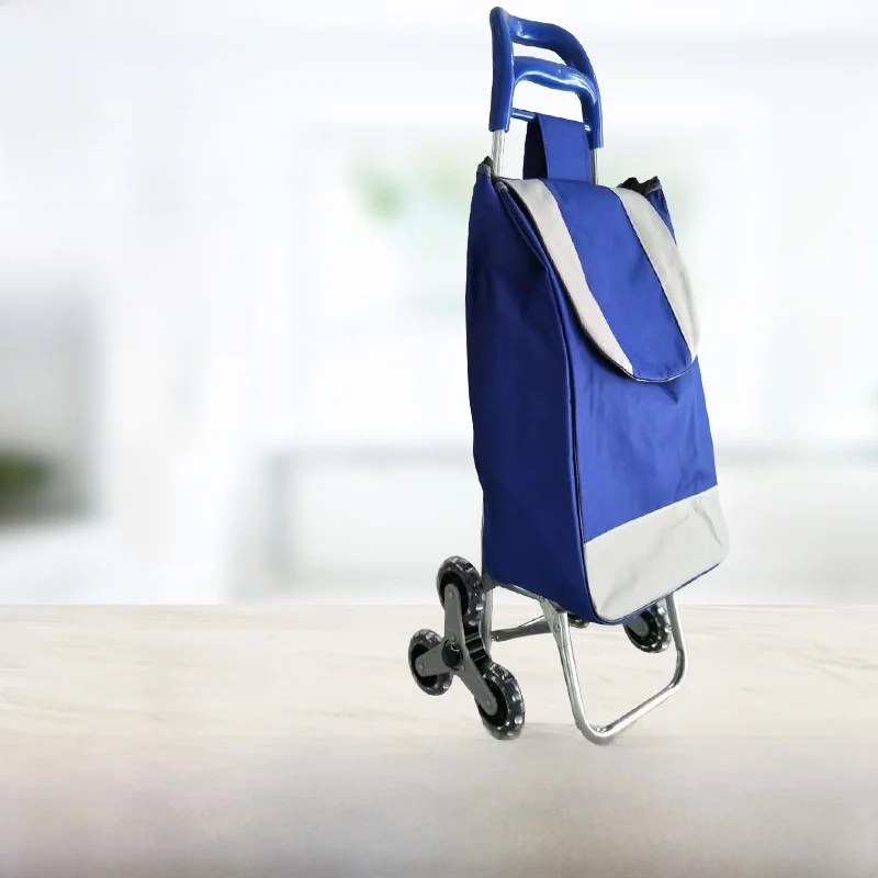 Large Portable Hand-Pulled Shopping Cart Foldable Supermarket Vegetable Buying Car Oxford Cloth Material Camping Scenarios