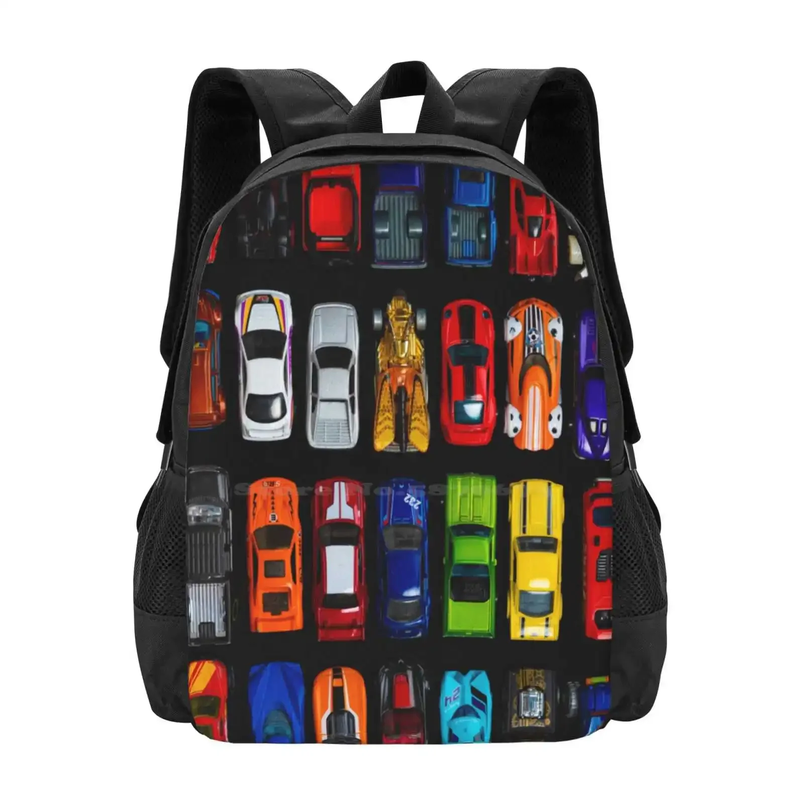 Cars, Cars And Cars - Vertical Hot Sale Schoolbag Backpack Fashion Bags Cars Toys Pattern Play Shiny Fast Colourful Drive