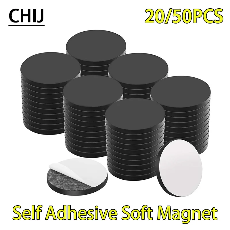 20/50PCS Magnetic Sheets Round Self Adhesive Magnet Office Refrigerator Flexible Magnetic Sticky Stickers For Home Hot Sale
