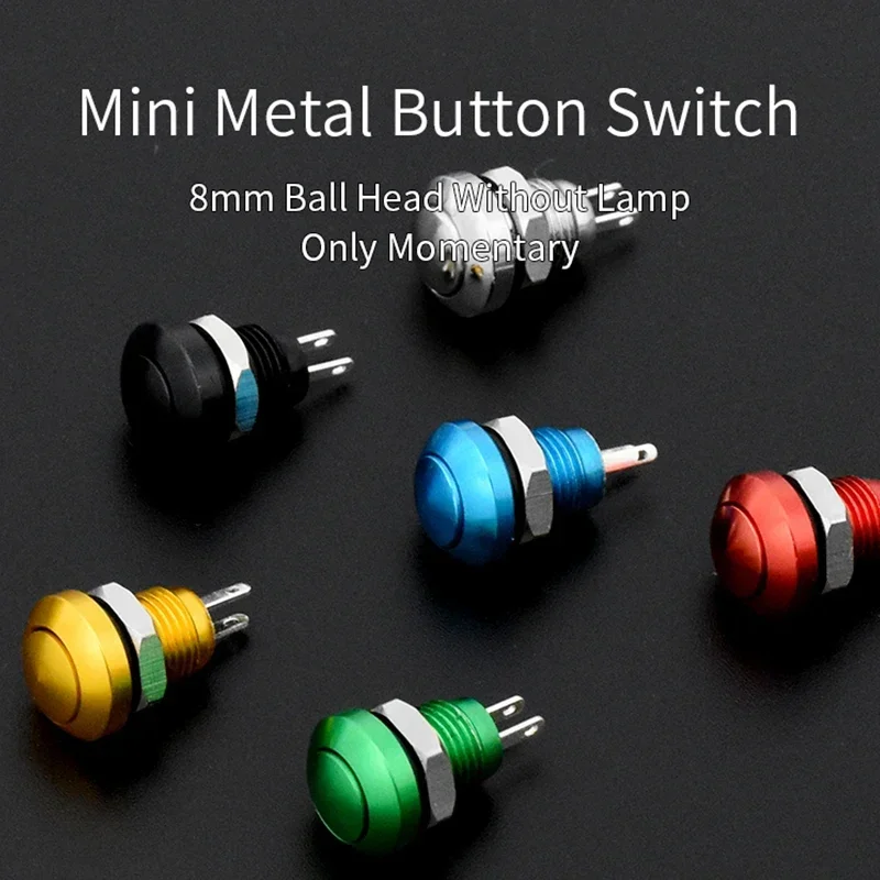 1pc 8mm Momentary Metal Horn Doorbell Bell Push Button Switch Waterproof Car Auto Engine PC Power Start Starter