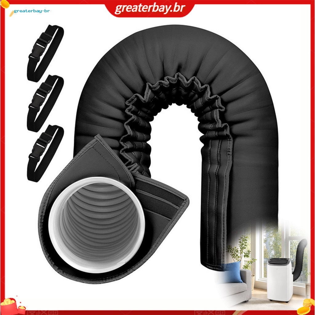 2pcs Air Conditioner Exhaust Hose Cover with 6 Straps – Uv-resistant Washable Insulation Wrap to Reduce Heat Boost Eff