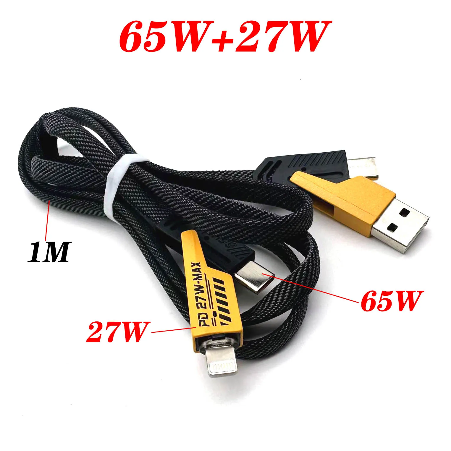 4in1 Type C to Type C 65W Mecha Style Fast Charging Cable for iPhone Samsung Xiaomi Redmi POCO OnePlus USB A to USB C Data Cord