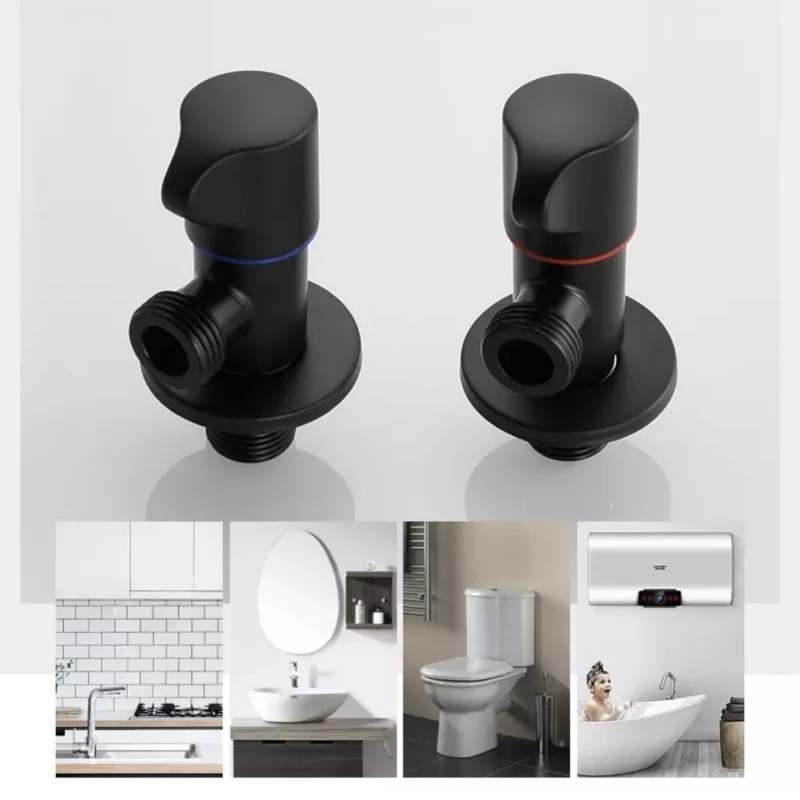 Black Stainless Steel Bathroom Filling Angle Valve G1/2 Threaded Standard Male Corner Bidet for Kitchen Cold Hot Tap Accessories