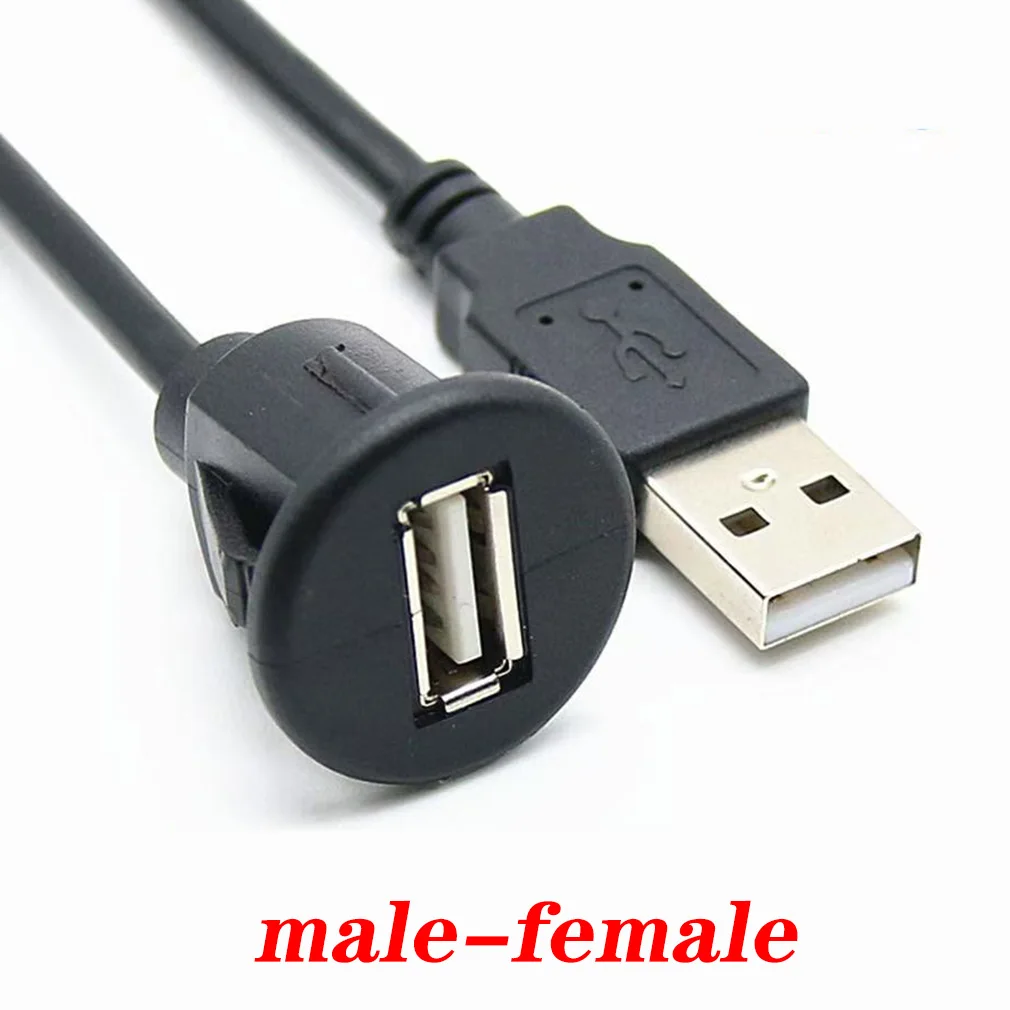 USB Waterproof Embedded Dock Adapter Dashboard Panel USB 3.0 2.0 Port Male To Female Car Motorcycle Ship Extension Cable