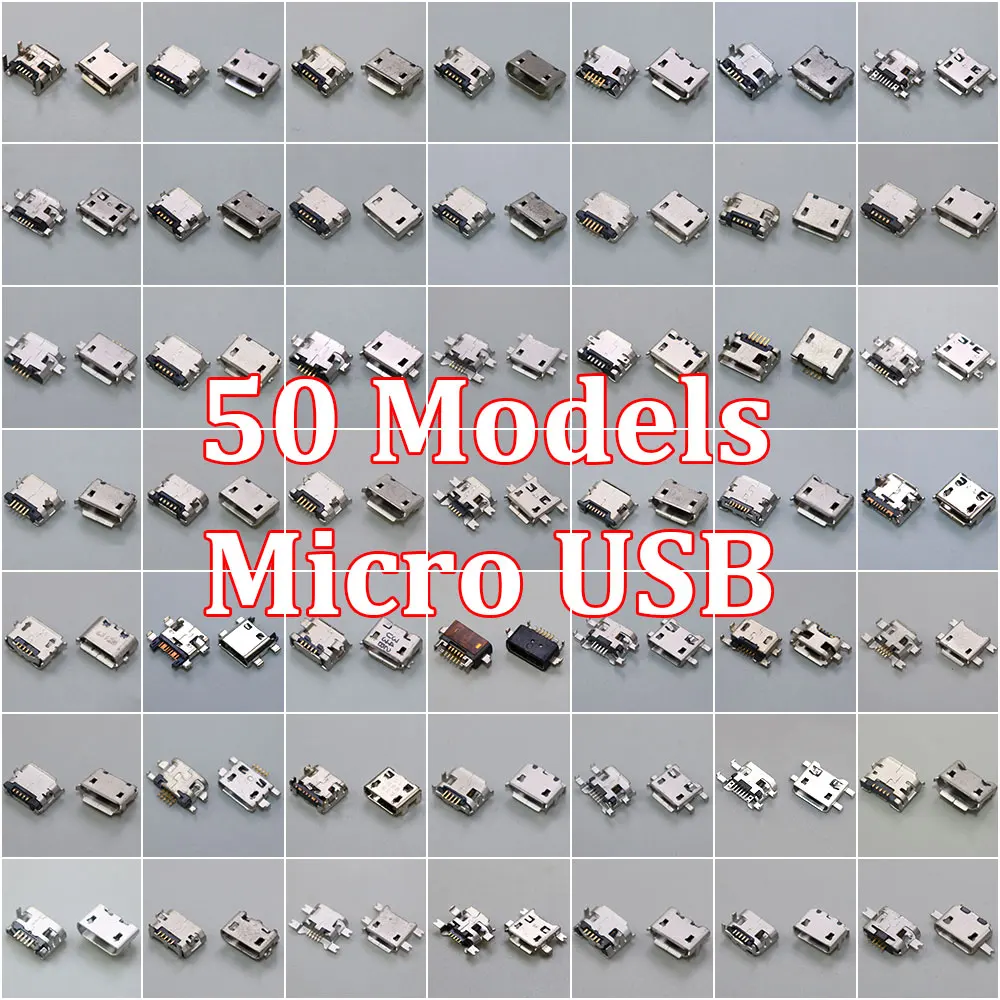 50 Models 5Pin Micro USB Jack Socket Charging Port Connector For Samsung Huawei Lenovo HTC Nokia Tablet PC Etc Mobile Tablet GPS