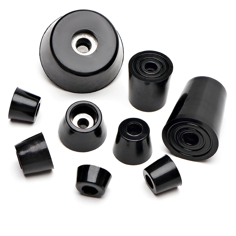 Black Rubber Feet With Washer Conical Anti Slip ​Shock Pad For Speaker Cabinets Flight Cases Furniture Floor Protector Hardware