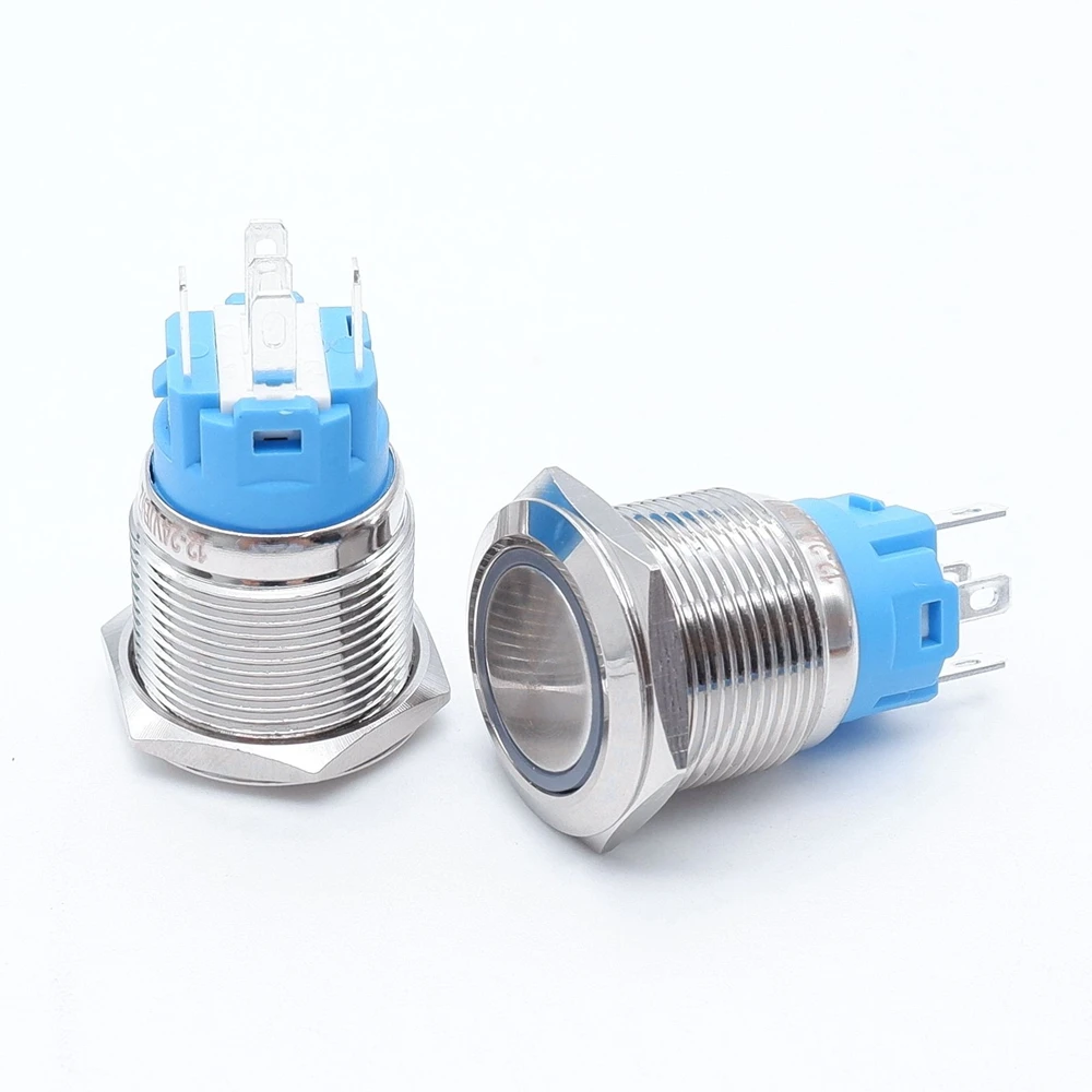 20pcs 16mm 19mm 22mm Metal Button Switch PC Power Control On Off Car Start And Stop Waterproof LED Lights 5V 12V 220V  Red Green