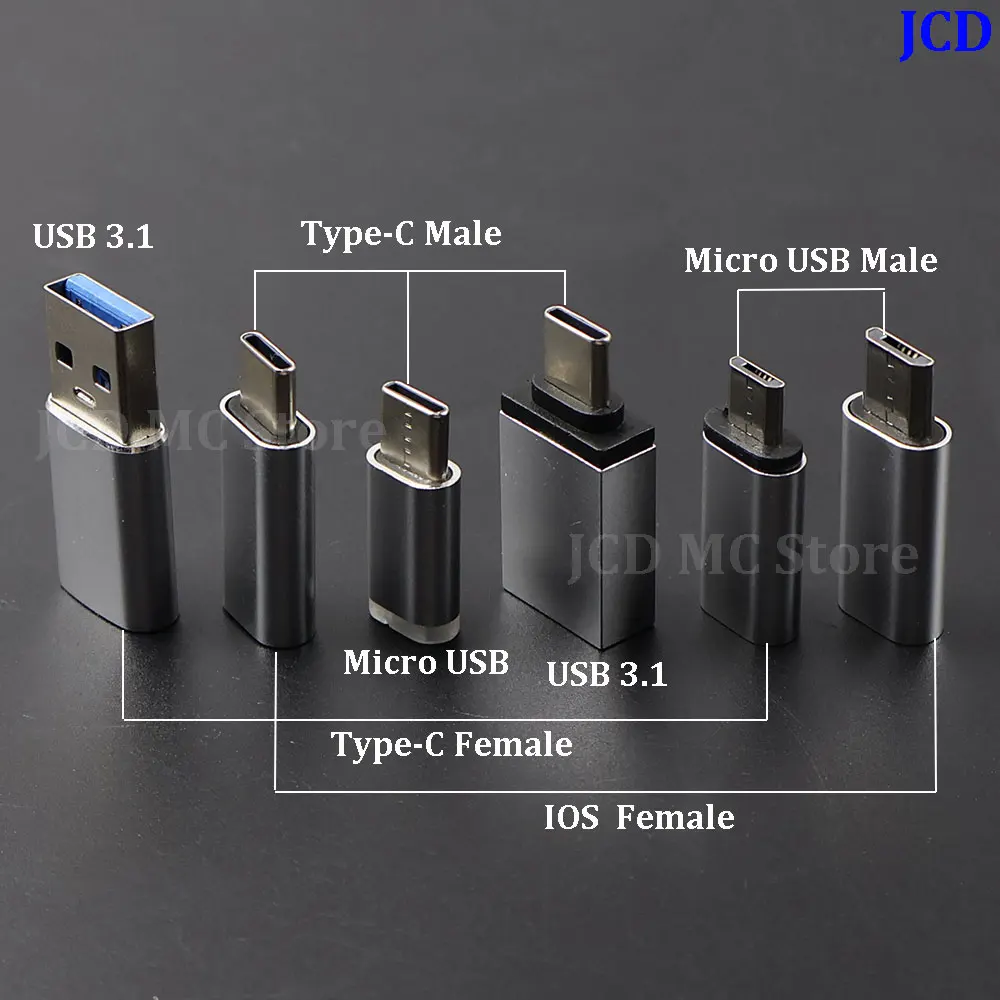 1PC Silver Micro USB to Type C Converter Adapter For Smart Phone IOS to Type C/Micro USB Adapter For IPhone Samsung S8 Xiaomi