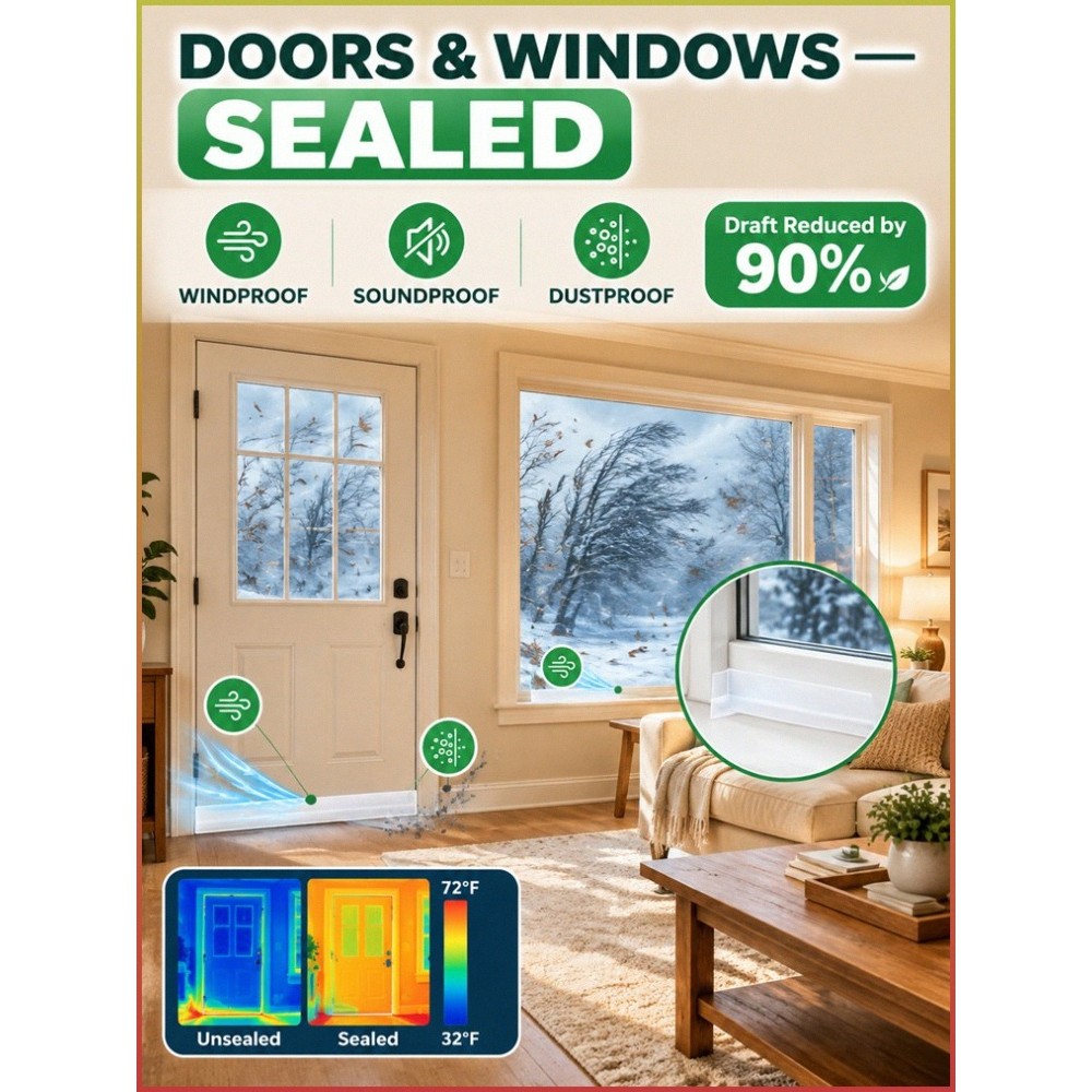 [Buy 1 Get 1 Free] Door Bottom Seal Strip / Self Adhesive Silicone / Bedroom Living Room Aircon / Dust Proof Waterproof