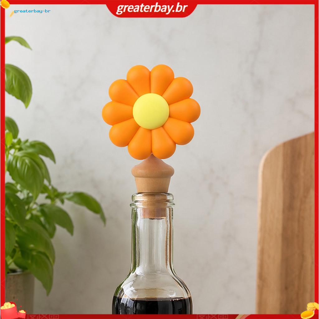 Sunflower Silicone Bottle Stopper – Reusable Leakproof Wine Beer Seal Cap Home Oil Cover Keeps Drinks Fresh and Spill-
