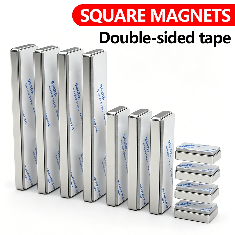 Super Powerful Neodymium Magnet  With double-sided adhesive Block Magnet N35 Strong Permanent Magnetic imanes