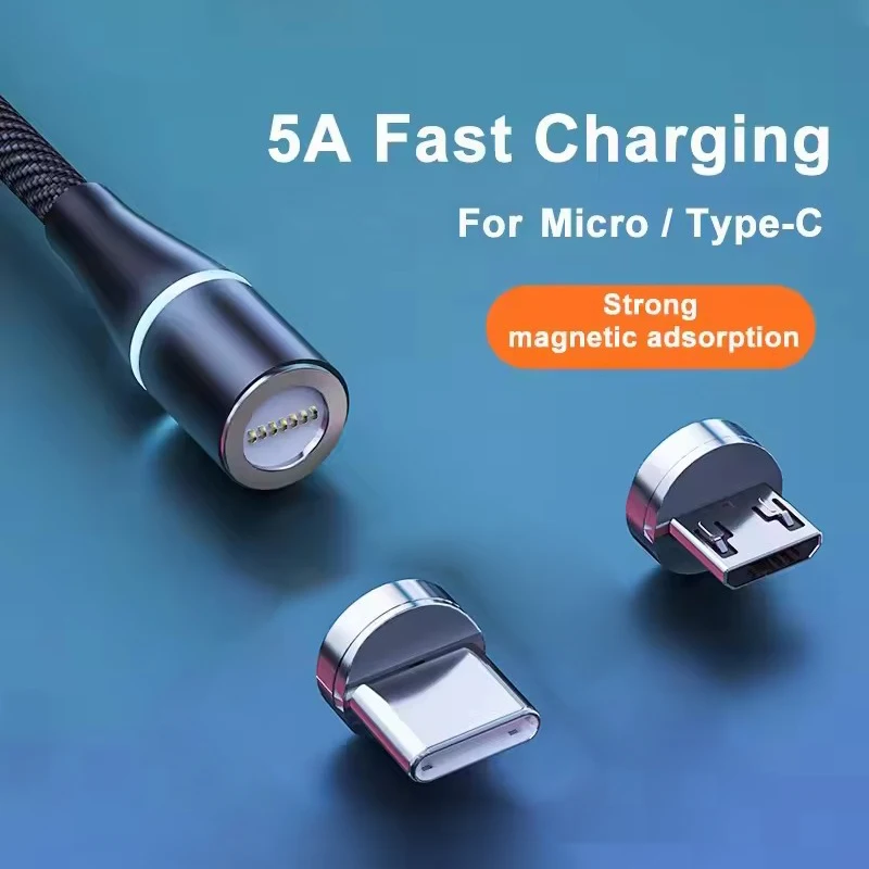 5A Fast Charging Magnetic Cable Plug Tips Type C Micro USB C Plugs Phone Magnet Charger Plug for IPhone 13 12 Xiaomi