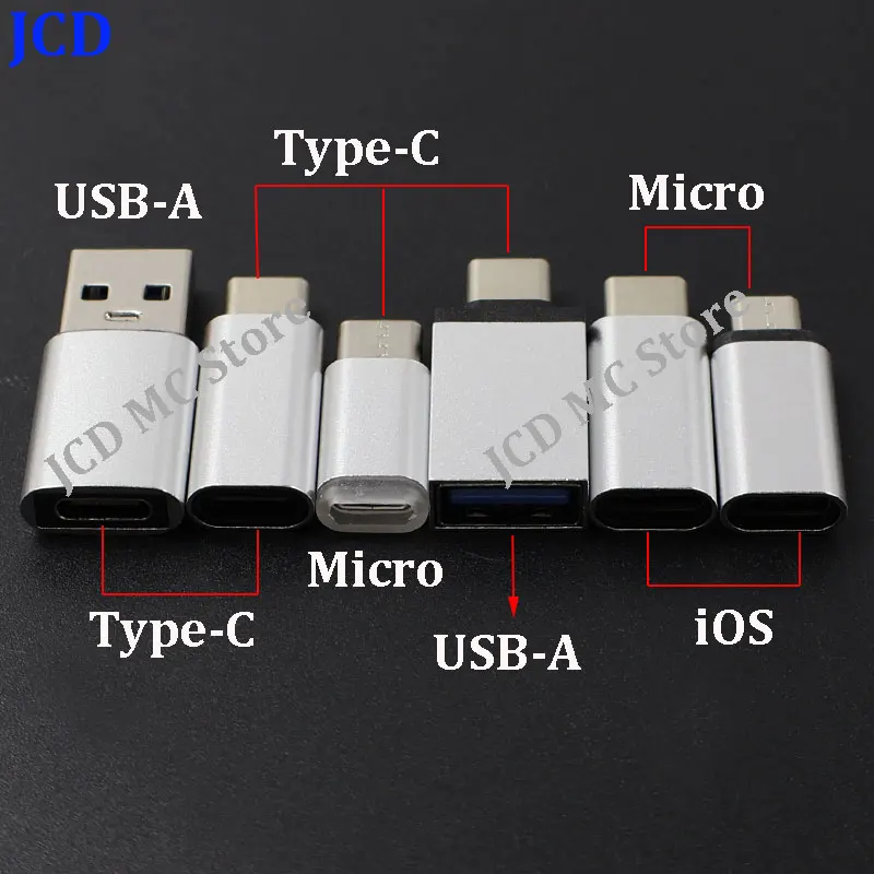 1/3/5PCS Silver Micro USB to Type C Phone Converter Adapter For Smart Phone IOS to Type C/Micro USB Adapter For Samsung Xiaomi